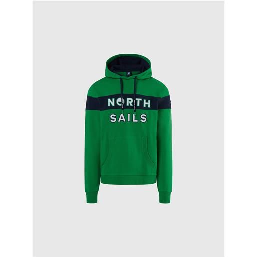 North Sails - felpa con cappuccio e patch, green bee