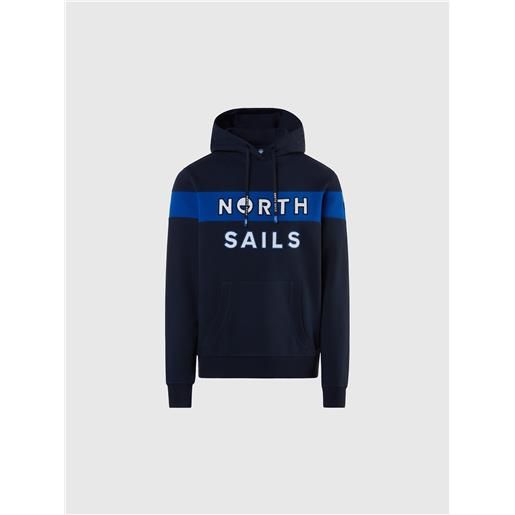 North Sails - felpa con cappuccio e patch, navy blue