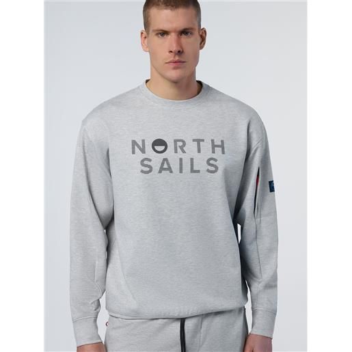 North Sails - felpa con stampa riflettente, grey melange