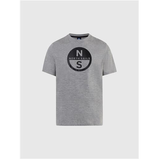 North Sails - t-shirt con maxi logo, grey melange