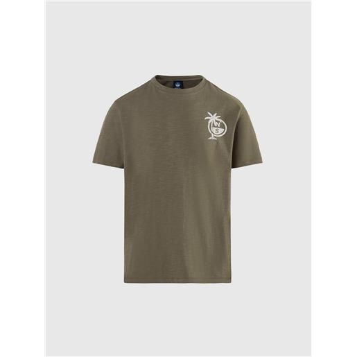 North Sails - t-shirt con stampa palme, dusty olive