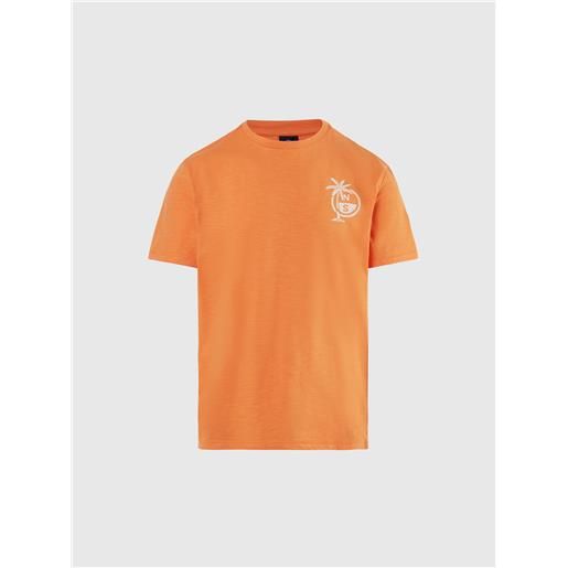 North Sails - t-shirt con stampa palme, tangerine