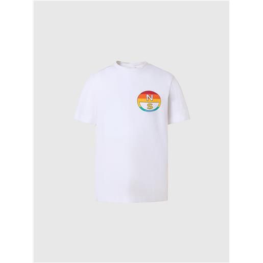 North Sails - t-shirt con stampe arcobaleno, white