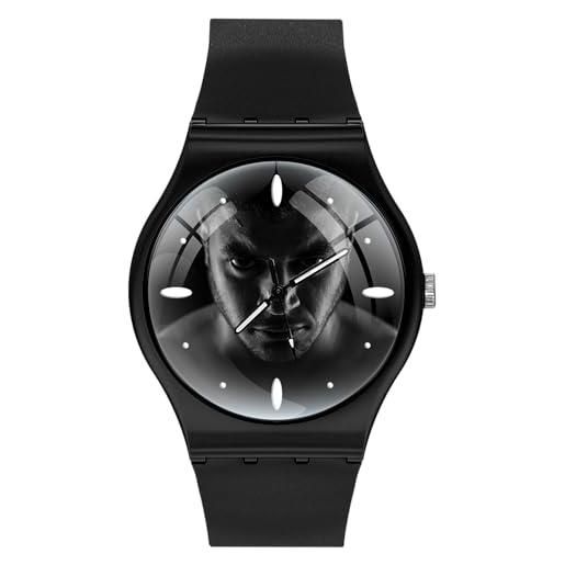 EREMITI JEWELS orologio personalizzato ultra leggero da polso - soft gum - stampa alta definizione con marcatempo in rilievo 3d effect (black)
