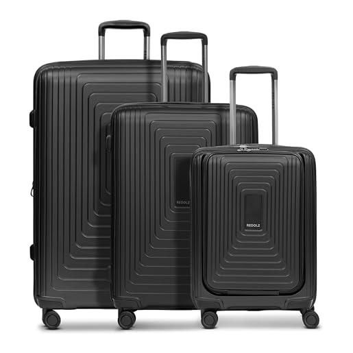 REDOLZ essentials 14 set di valigie 3 pezzi rigide | s 55 cm scomparto per laptop + m 66 cm + l 77 cm | pieghetta estensibile | ultraleggera | 4 ruote & tsa