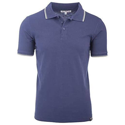 Cashmere Zone t-shirt polo uomo manica corta cotone piquet maglietta sportiva elegante (xl, blu)