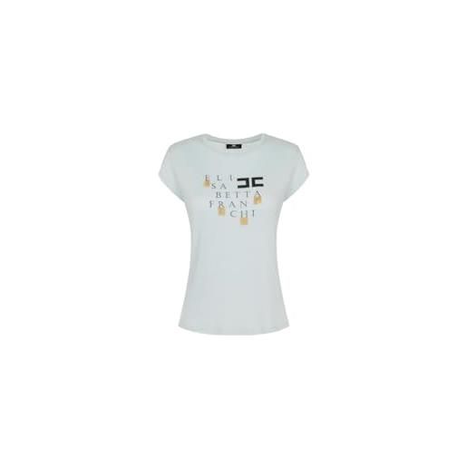 Elisabetta Franchi t-shirt in jersey con logo e frange nero