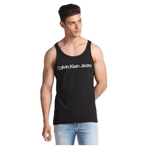 Calvin Klein Jeans canotta uomo institutional logo tank in cotone, nero (ck black), m
