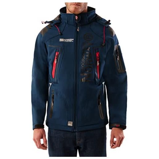 Geographical Norway techno men - giacca cappuccio softshell impermeabile uomo - giacca vento tattica da esterno - escursionismo sci autunno inverno primavera (marina rossa 7xl)