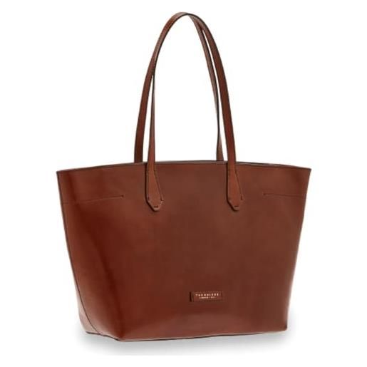 The Bridge borsa shopper guelfa unisex donna in pelle di vitello marrone tasca interna