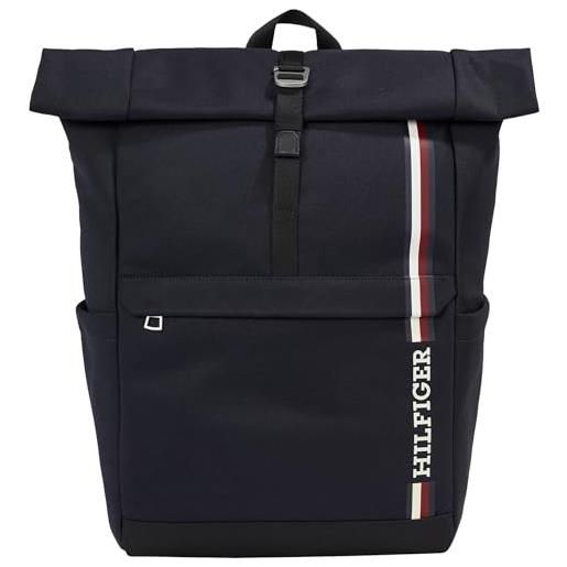 Tommy Hilfiger th monotype rolltop backpack am0am11792, zaini uomo, blu (space blue), os