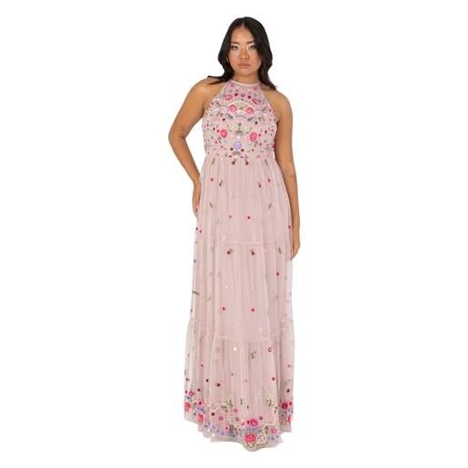 Maya Deluxe maxi abito da donna maniche lunghe vestito, frosted pink, 42