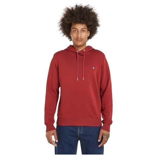 Calvin Klein Jeans ck embro badge hoodie j30j325149 felpa con cappuccio, rosso (garnet), m uomo