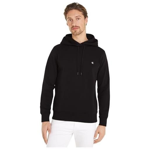 Calvin Klein Jeans felpa uomo embro badge hoodie con cappuccio, nero (ck black), xxl