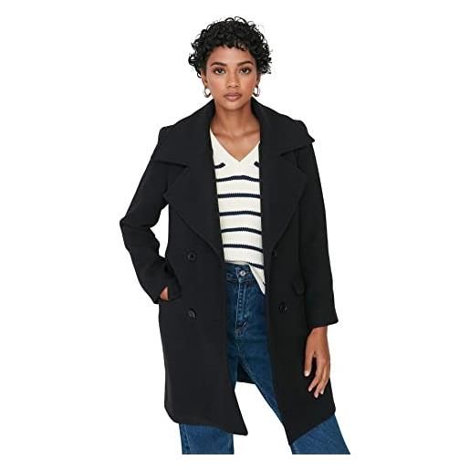 Trendyol damen regular basic plain webstoff mantel cappotto, black, 34 da donna