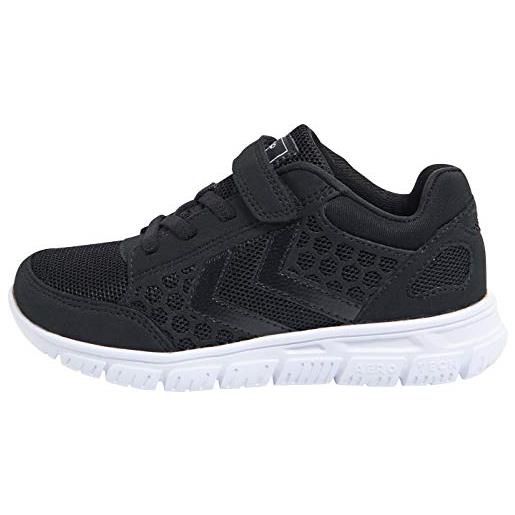 Hummel crosslite sneaker jr scarpe da ginnastica unisex - bimbi 0-24, scarpe da ginnastica basse, multicolore (black/white), 30 eu