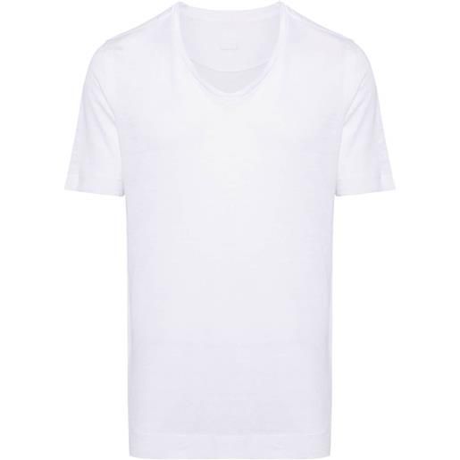 120% Lino t-shirt con scollo a v - bianco
