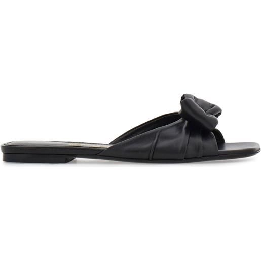 Ferragamo sandali slides vara con fiocco - nero