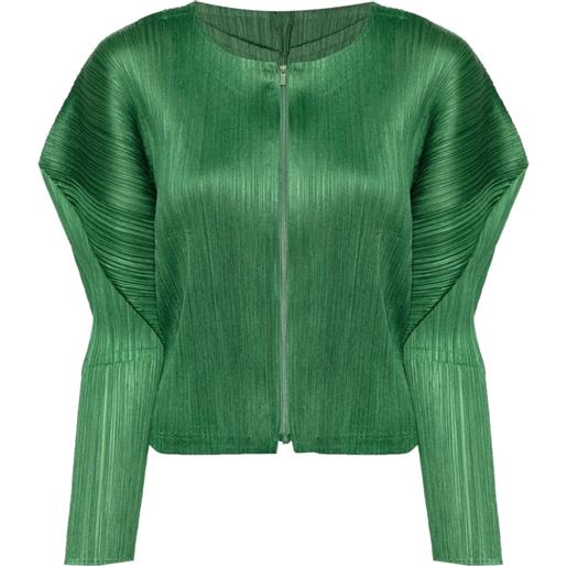 Pleats Please Issey Miyake giacca plissettata february - verde