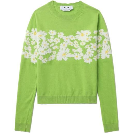 MSGM maglione con motivo a intarsi - verde