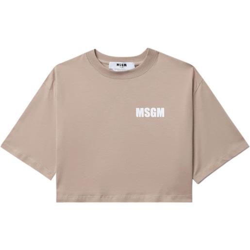MSGM t-shirt crop con stampa - toni neutri