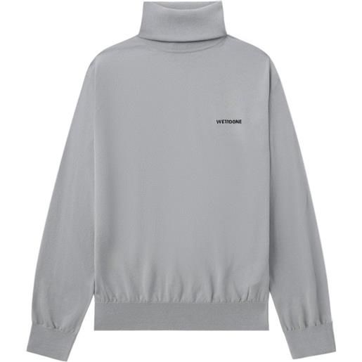 We11done logo-embroidered roll-neck top - grigio