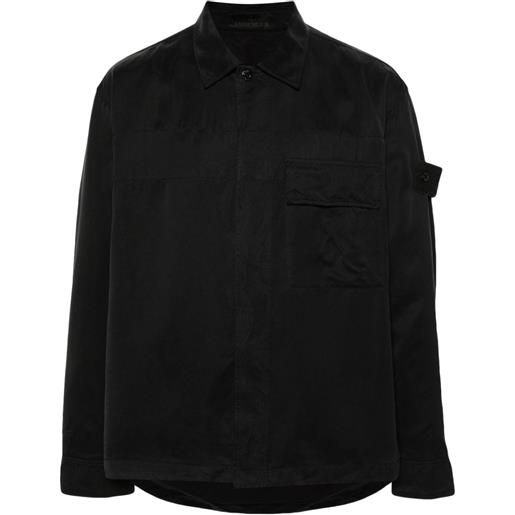 Stone Island giacca-camicia con applicazione compass - nero