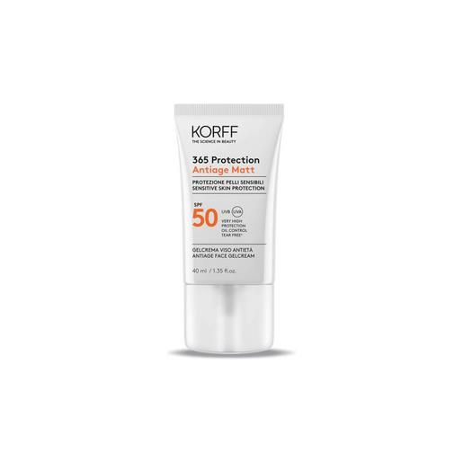 Korff - 365 protection antiage matt gel crema viso mattificante spf50+ confezione 40 ml