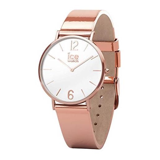 Ice-watch city sparkling metal rose gold orologio rose gold da donna con cinturino in pelle, 015085 (extra small)