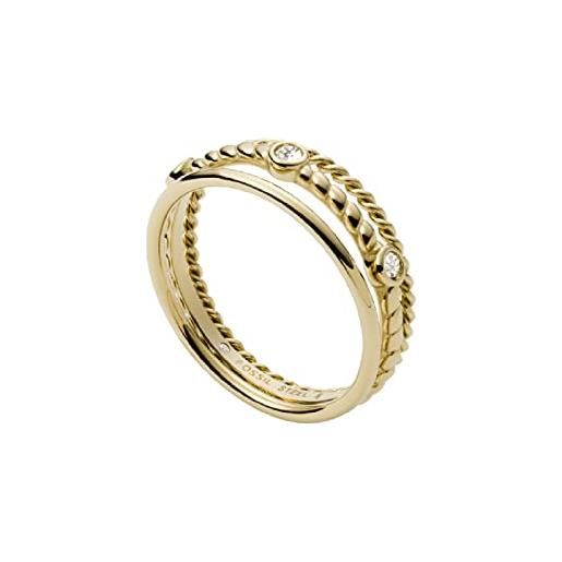 Fossil anello da donna vintage iconic, altezza: 7,4 mm anello in acciaio inossidabile dorato, jf03801710