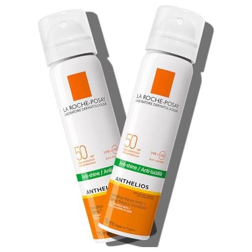 Generic anthelios spray solare viso anti-lucidità - flacone da 75ml, protezione molto alta spf50+ - resistente all'acqua, per pelli grasse e sensibili (2 confezioni)