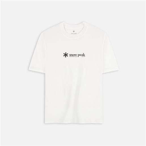 Snow Peak soft cotton logo short sleeve t-shirt white uomo