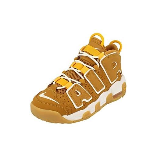 Nike air more uptempo gs basketball trainers dq4713 sneakers scarpe (uk 5 us 5.5y eu 38, wheat white pollen 700)