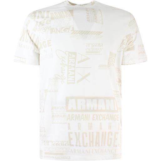 ARMANI EXCHANGE t-shirt bianca con logo all over per uomo