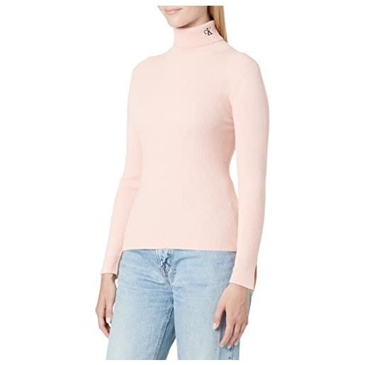 Calvin Klein Jeans ck tight roll neck sweater j20j219779 maglioni, rosa (pink blush), xs donna