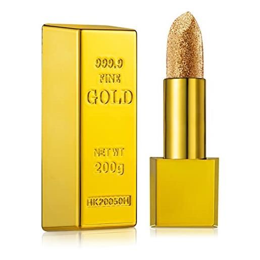 FILFEEL rossetto, rossetto scintillante barretta d'oro design cosmetici per il trucco delle labbra lisci e idratanti a lunga durata 3,5 g(#6)