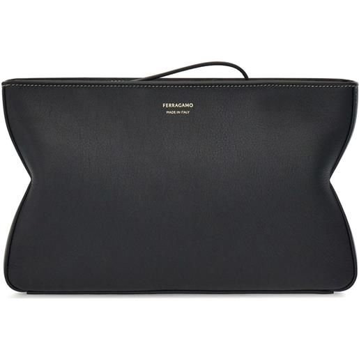 Ferragamo clutch con logo - nero