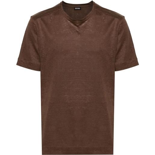 Zegna t-shirt con effetto mélange - marrone