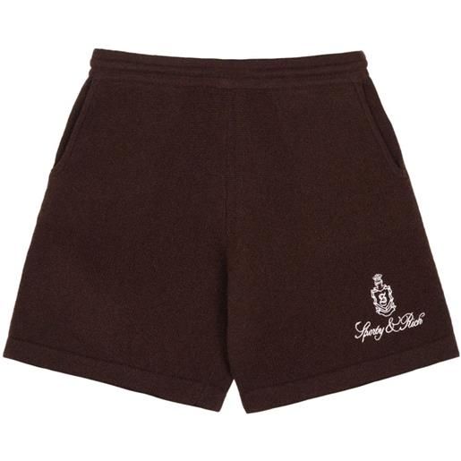 Sporty & Rich shorts vendome con ricamo - marrone