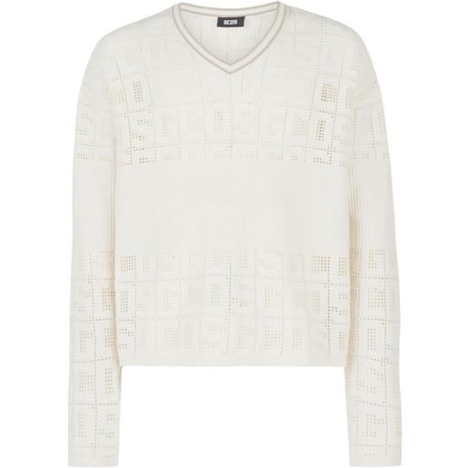 Gcds maglione con monogramma - bianco