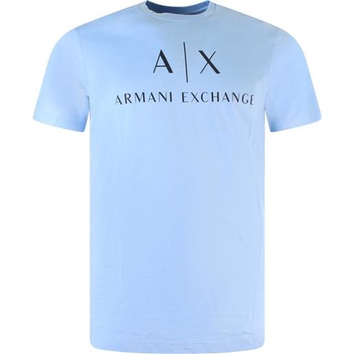 ARMANI EXCHANGE t-shirt celeste con logo centrale per uomo