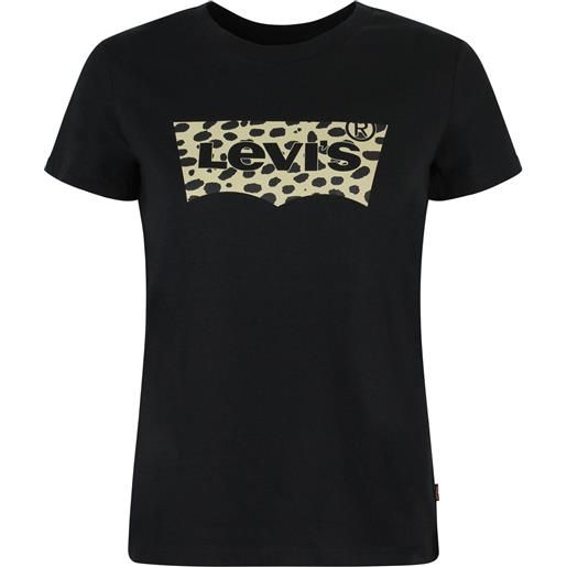 LEVI'S t-shirt nera con logo maculato per donna