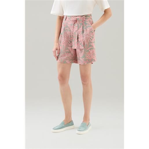 Woolrich donna pantaloncini con stampa tropical rosa taglia xs