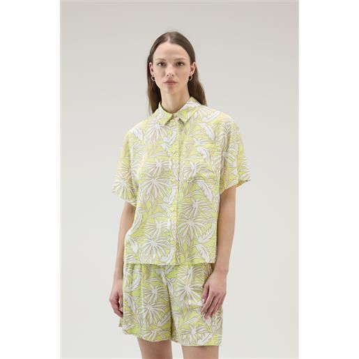 Woolrich donna camicia con stampa tropical giallo taglia m
