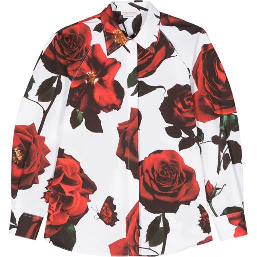Alexander McQueen camicia con stampa roses - bianco