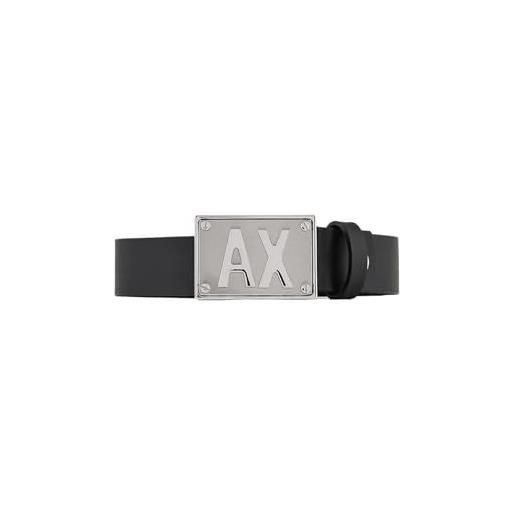 Armani Exchange leather, logo buckle cintura, nero, taglia unica casual