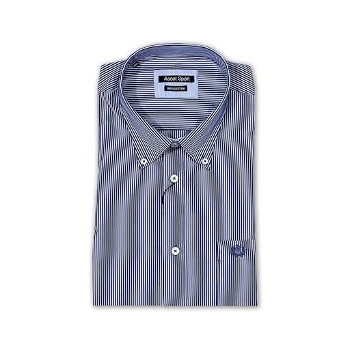 CAMICIE & dintorni camicia uomo ascot sport calibrata tg. 3xl, 4xl, 5xl - manica lunga 100% cotone - taglie forti art. 22 (3xl, blu)