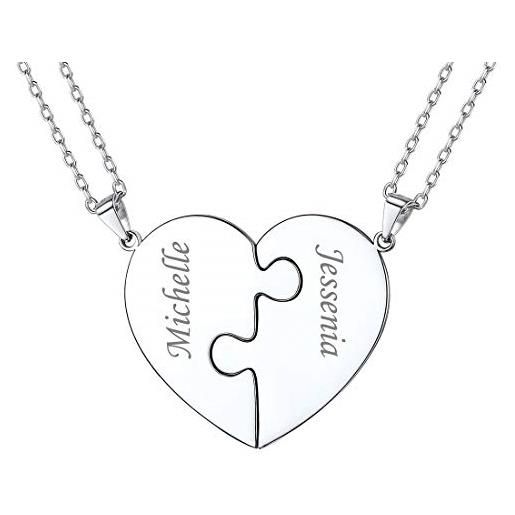 U7 argento 925 ciondolo cuore collana con ciondolo puzzle collana di coppia personalizzata regali di natale di san valentino