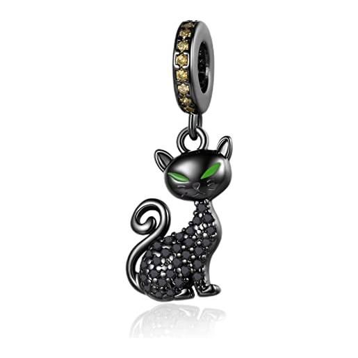 MGIUL black cat charm per donne bracciali collane con 5a cubic zirconia 925 sterling silver pendenti perline gioielli regalo per ragazze ragazzi
