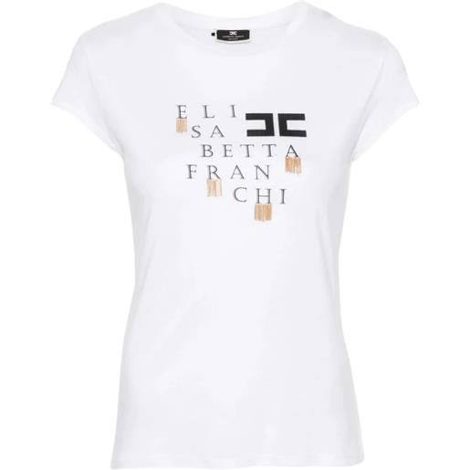 ELISABETTA FRANCHI t-shirt con logo e frange